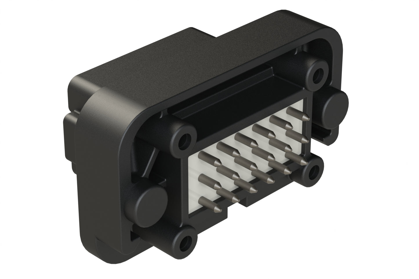 AT15-18PE-BM04BK 18 Position, Flange Mount PCB Receptacle, Tin Plated Contacts Included, Potted, Keyed E, Black