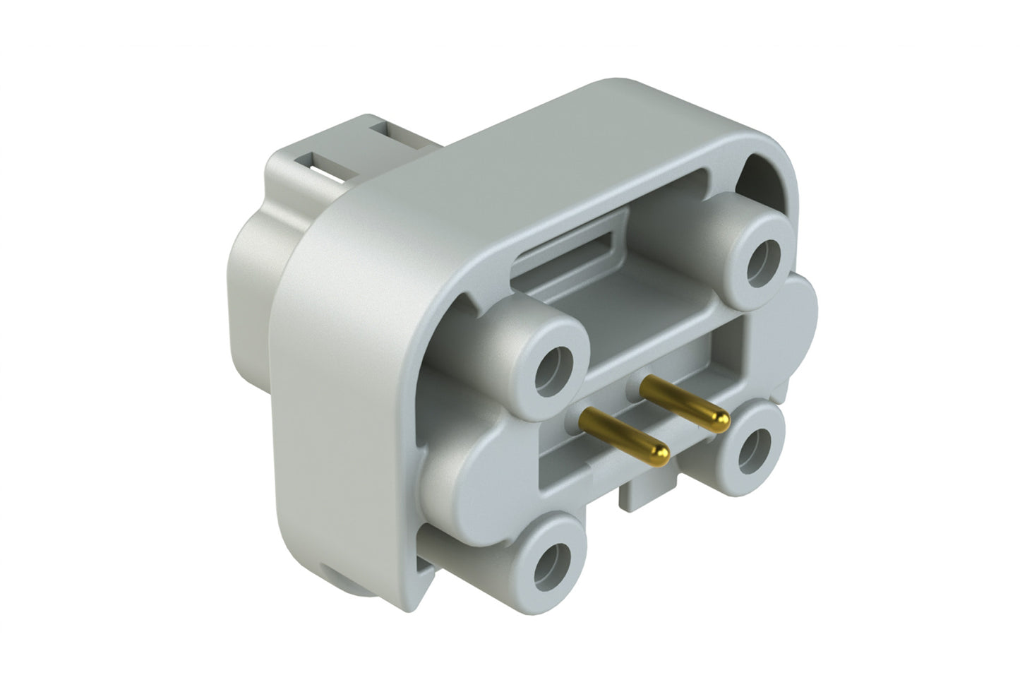 AT15-2P-BM01 2 Position Flange Mount PCB Receptacle, Grey, Gold Plated Contacts Included