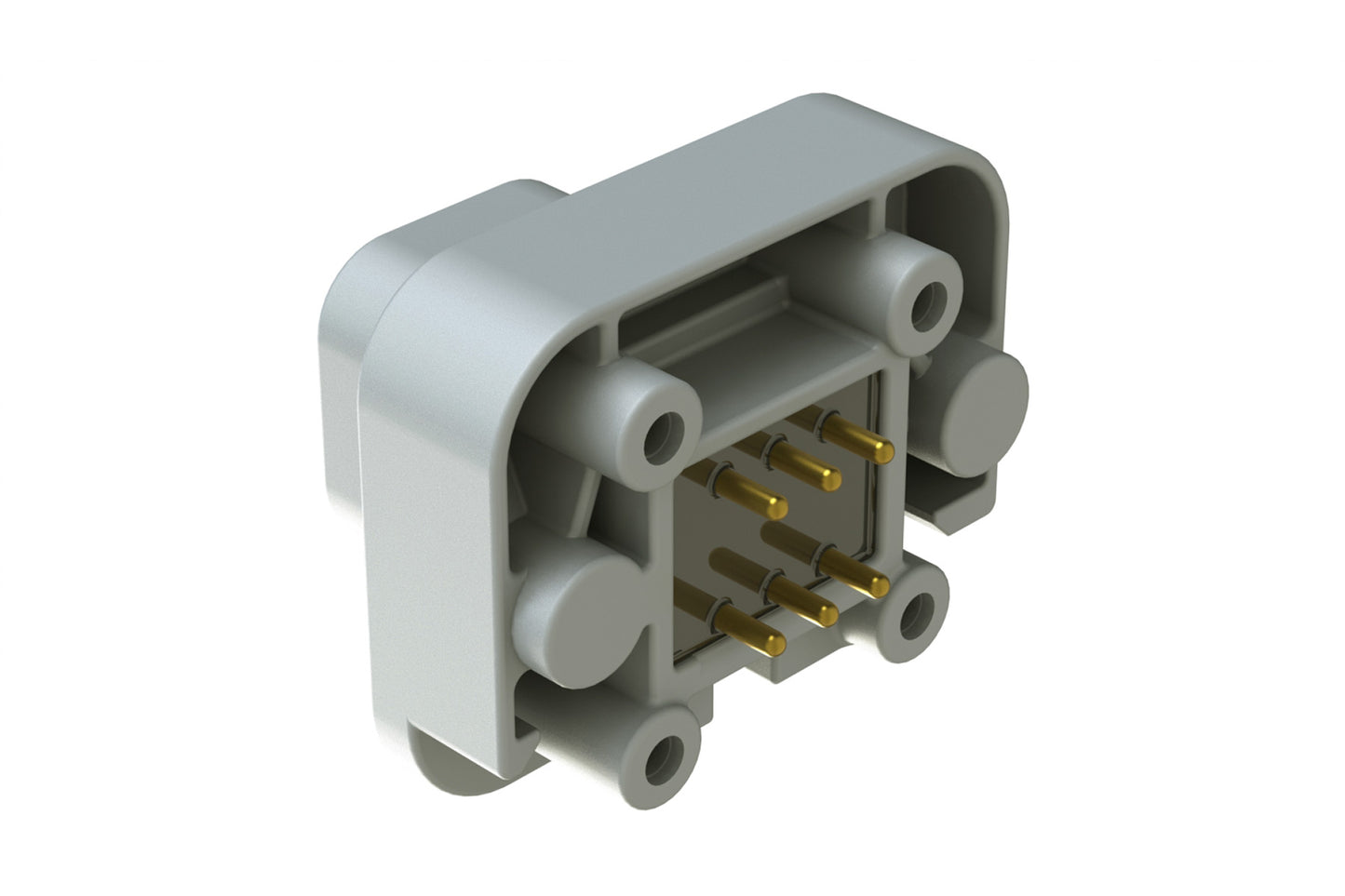 AT15-6P-BM02GRY 6 Position Flange Mount PCB Receptacle, Potted, Grey, Gold Plated Contacts Included. DT15-6P-GP01