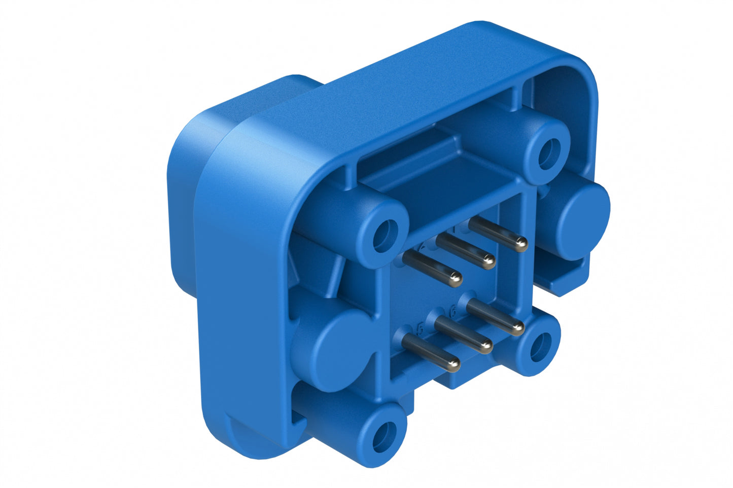 AT15-6P2-BM03BLU 6 Position Flange Mount PCB Receptacle, Blue, Tin Plated Contacts Included