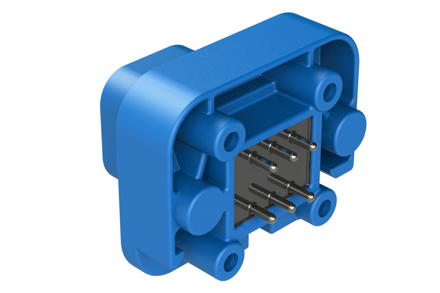 AT15-6P2-BM04BLU 6 Position Flange Mount PCB Receptacle, Potted, Blue, Tin Plated Contacts Included