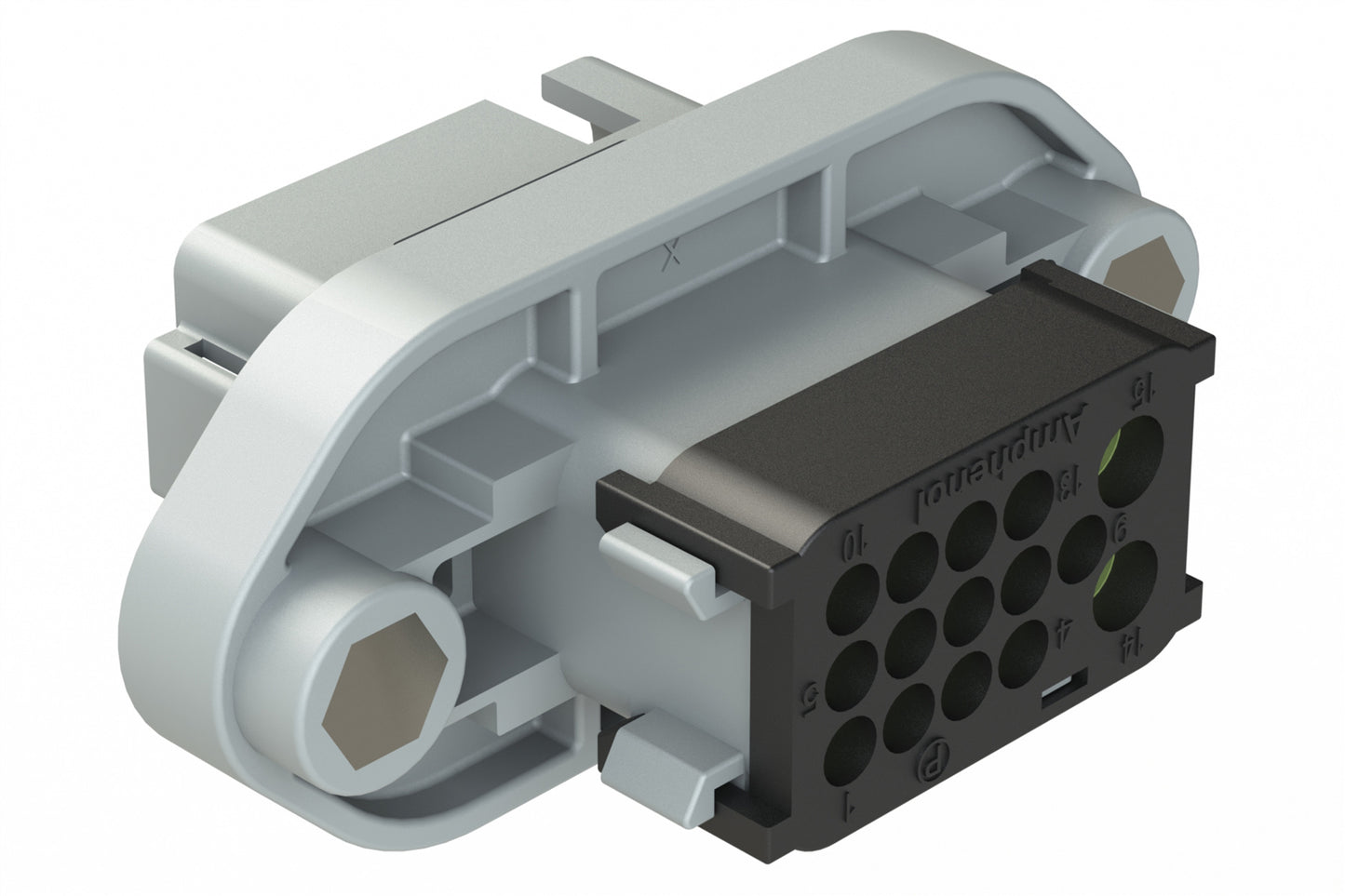 AT16-15PA-PM11 15 Position Panel Mount Receptacle with Flange and End Cap, Pin, Keyed A, Reduced Diameter Seal, Gray