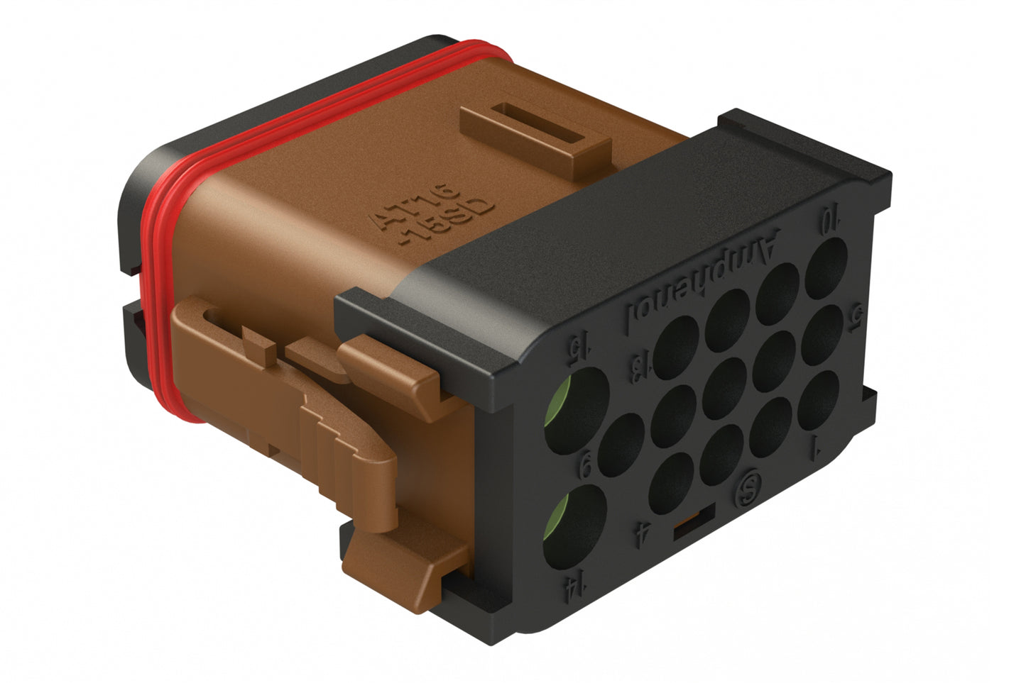 AT16-15SD-EK02 15 Position Plug, Socket, Keyed D, End Cap, Reduced Diameter Seal, Brown