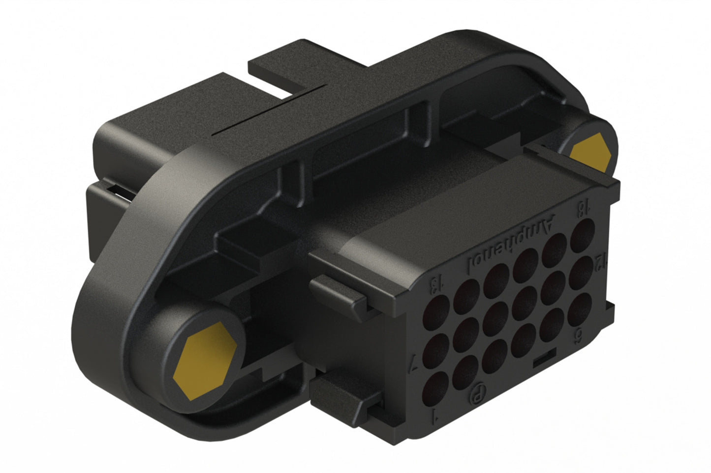 AT16-18PB-PM11 18 Position Panel Mount Receptacle, Keyed B, Pin, Black