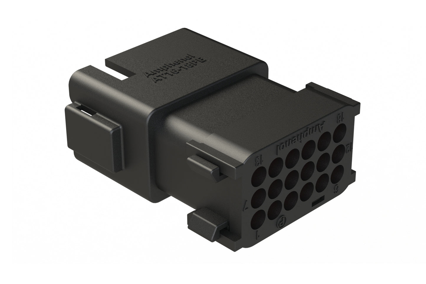 AT16-18PE-K004 18 Position Receptacle with End Cap, Keyed E, Black