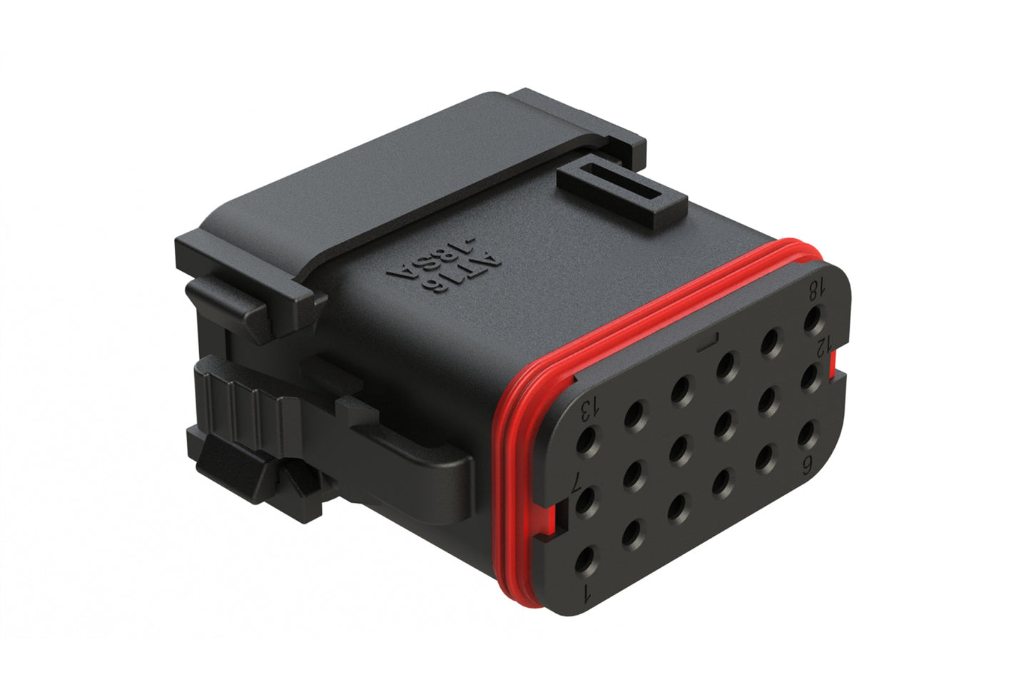 AT16-18SA-K004 18 Position Plug with End Cap, Keyed A, Black. DT16-18SA-K004