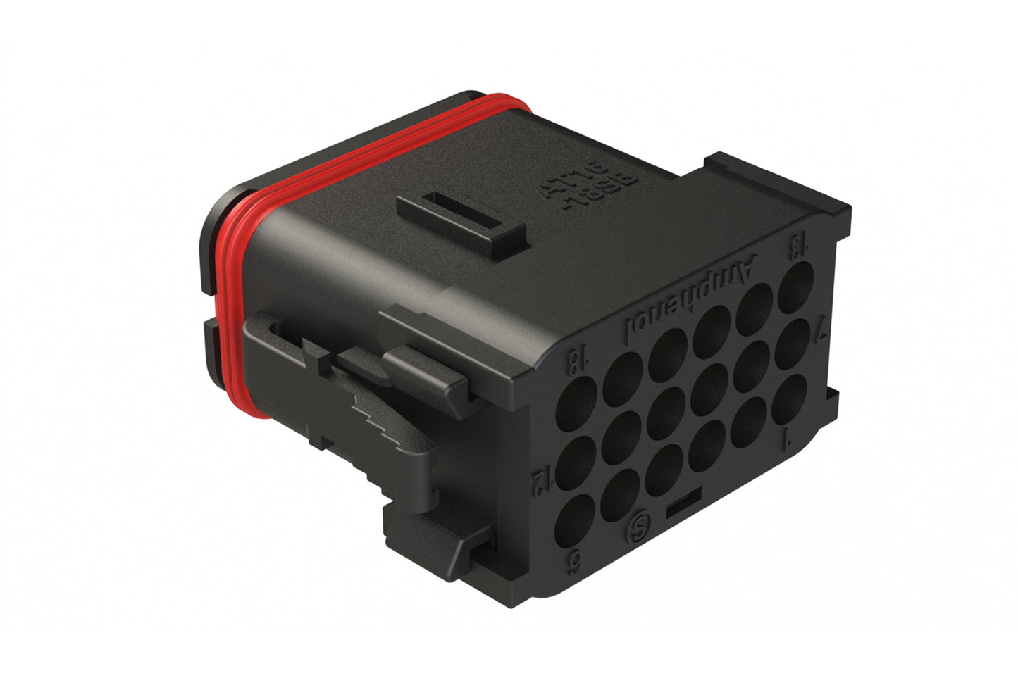 AT16-18SB-K005 18 Position Plug with End Cap, Keyed B, Black. DT16-18SB-K004