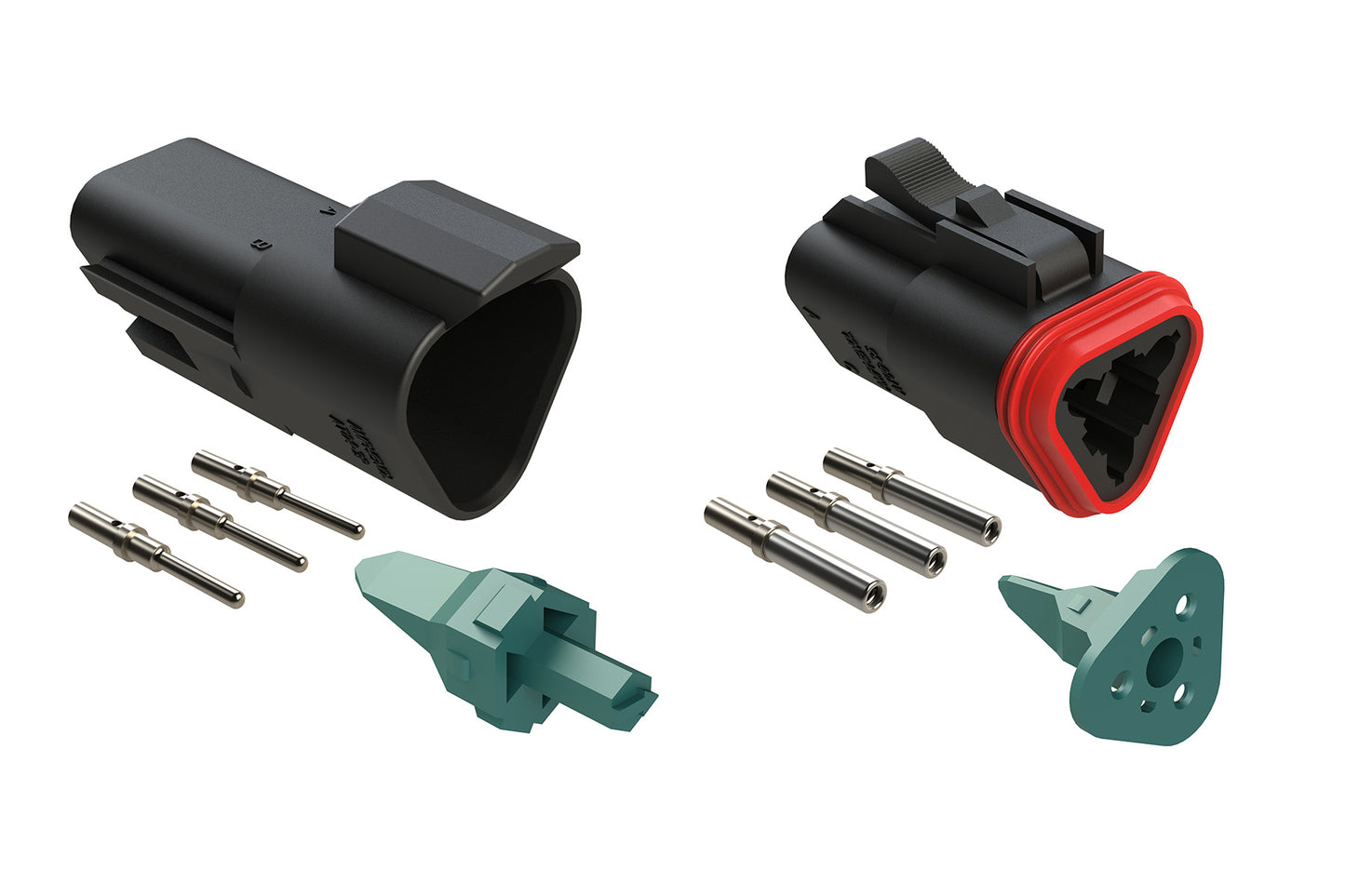 AT3PSBLK-CKIT 3-Way Pin and Socket Plug, Receptacle, Wedge and Contacts Kit, Black