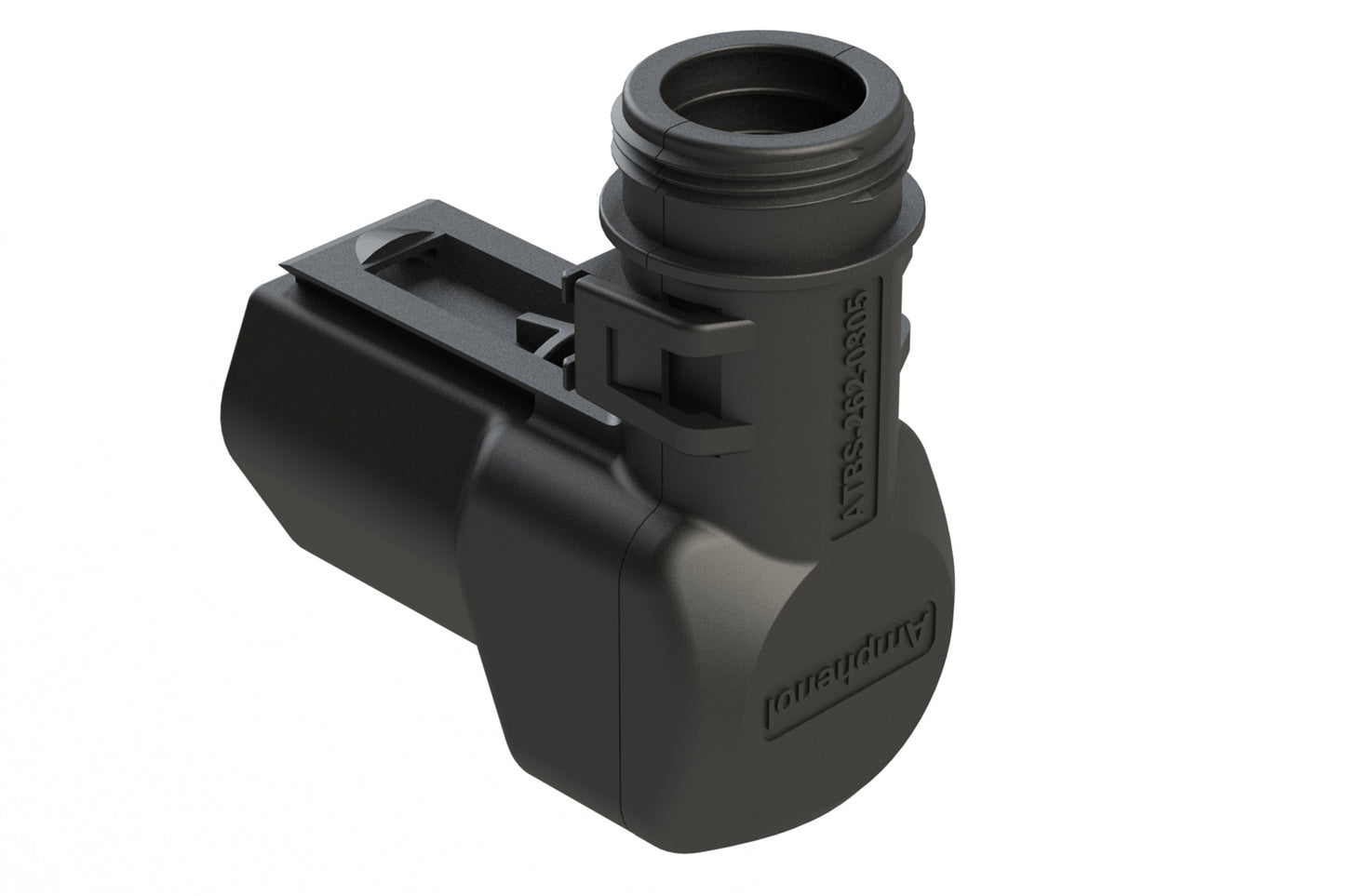 ATBS-262-0305 3 Position Backshell, 90°, fits AT04-3P* Receptacles, Internal Strain Relief, Black. 1011-262-0305