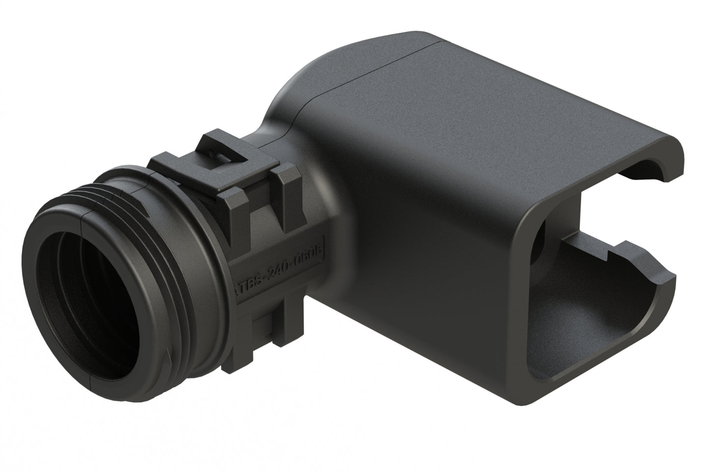 ATBS-268-0605 Backshell for 6 Position Plugs, 90°, with Strain Relief. Cable Exit Designed for Corrugated Tube NW 8.5, 10, 13