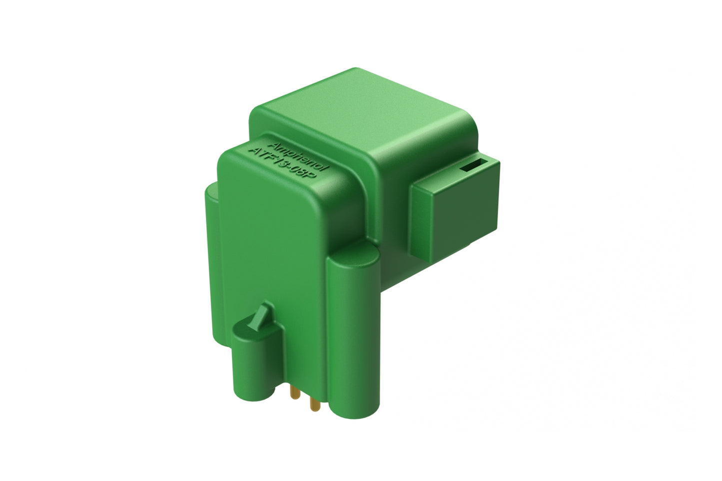 ATF13-08PC-BM31 Board Mount Header, Right Angle, AT, 8 Pin, 3X Self-Threading, Extended Height, Gold Plated Contacts, Keyed C, Green