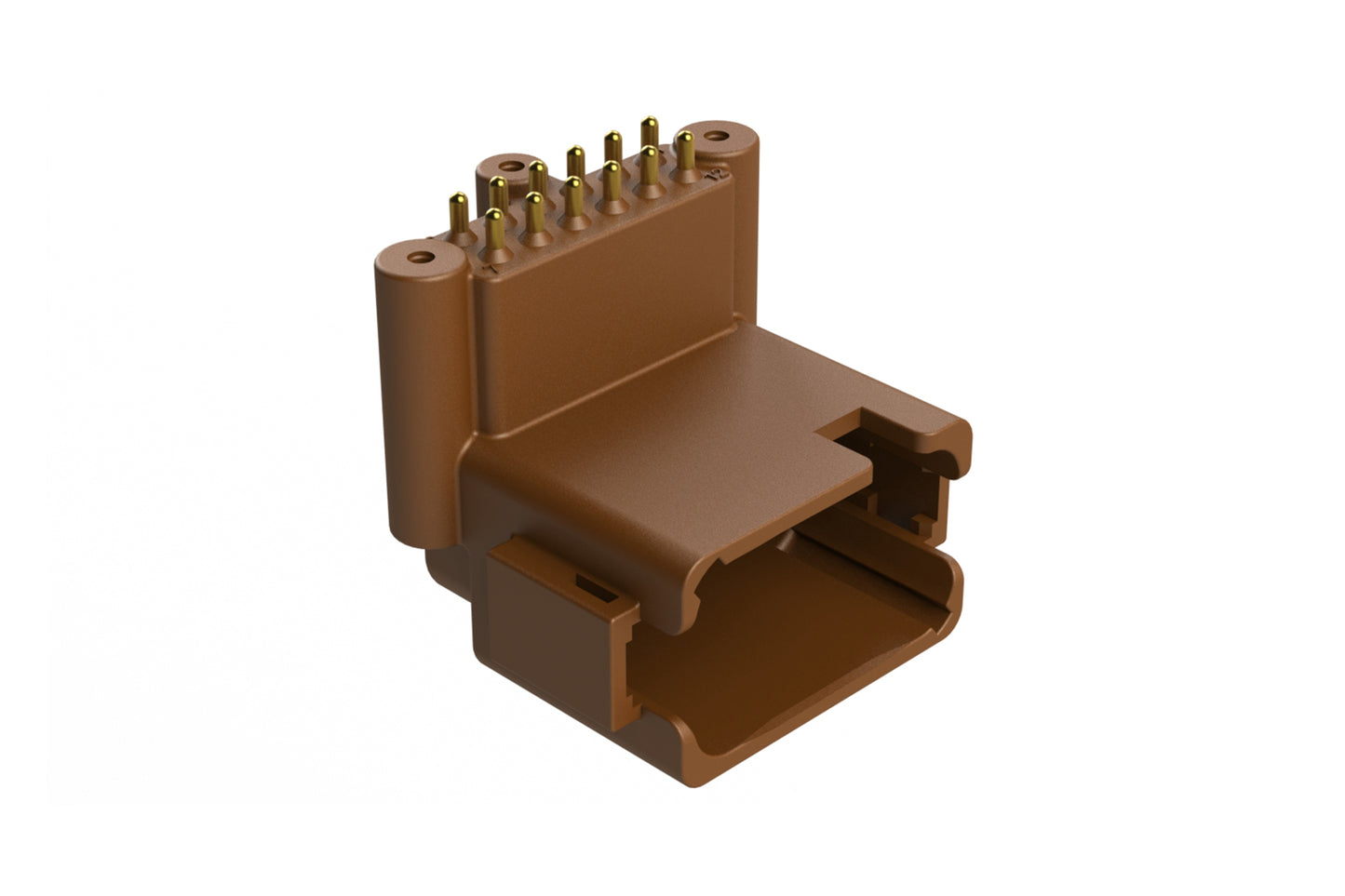 ATF13-12PD-BM31 Board Mount Header, Right Angle, AT, 12 Pin, D-key, 3X Self-Threading, Extended Height, Gold Plated Contacts