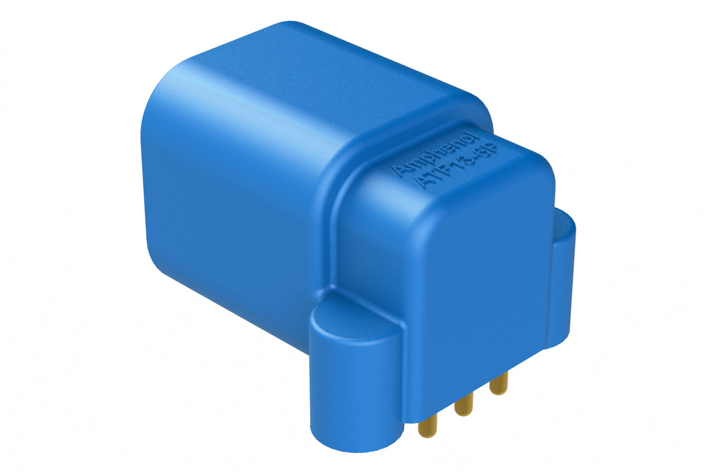 ATF13-6P2-BM11BLU Board Mount Header, Right Angle, AT, 6 Pin, Self-Threading, Gold Plated Contacts, P2 key. DTF13-6P2-G003