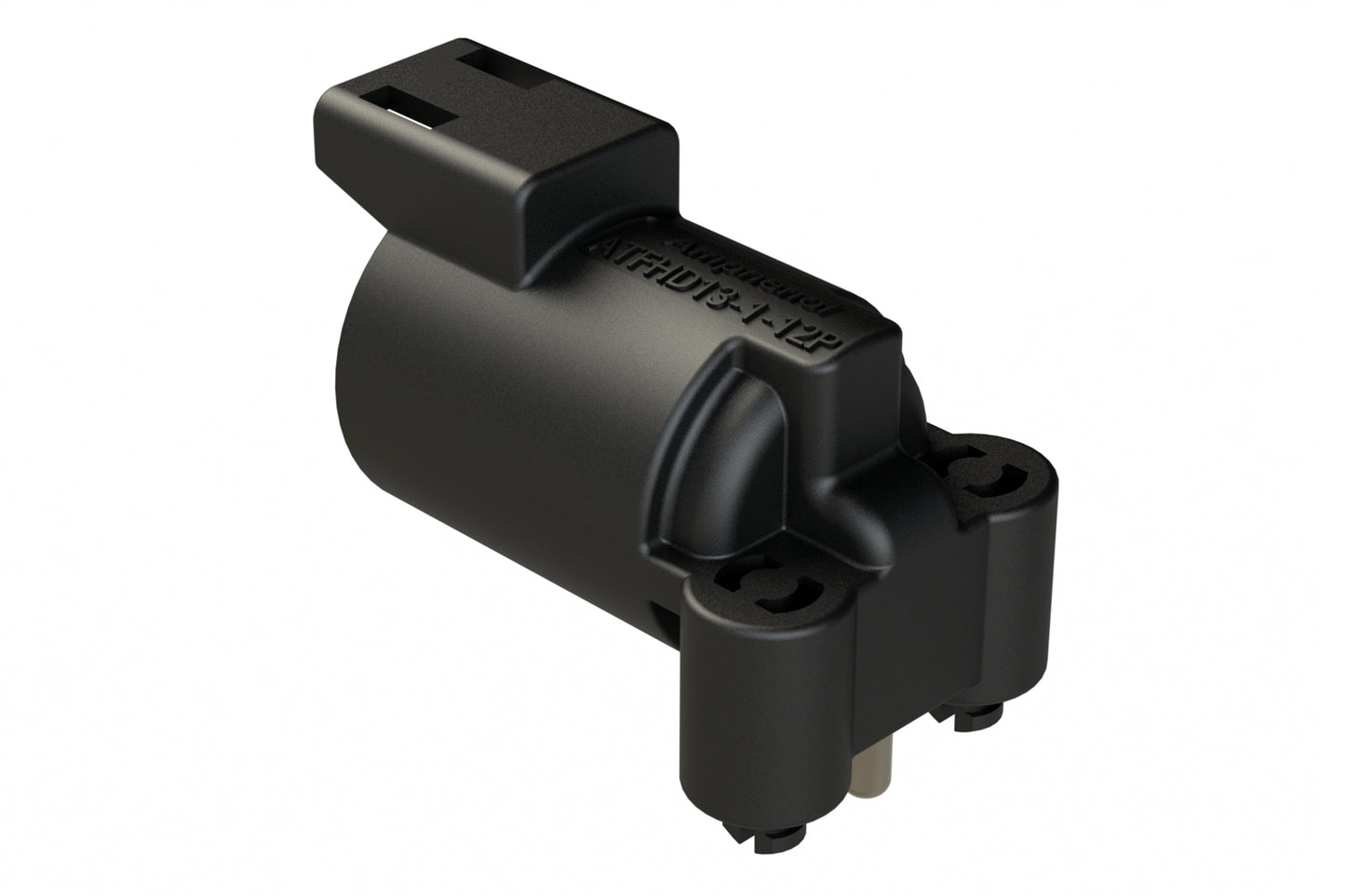 ATFHD13-1-12P-BM03 1 Position, Right Angle Board Mount Receptacle, Pin, Snap Fit, Tin Plated Size 12 Contact