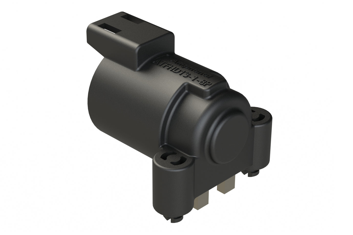 ATFHD13-1-8P-BM03 1 Position, Right Angle Board Mount Receptacle, Pin, Snap Fit, Tin Plated Size 8 Contact