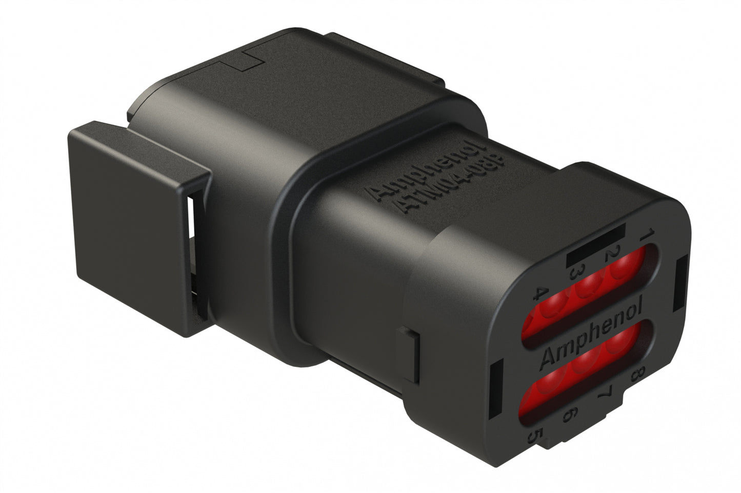 ATM04-08PB-SF1BK 8 Position Receptacle, Pin, Keyed B, Snap-Fit End Cap, Black. DTM04-08PB-E003