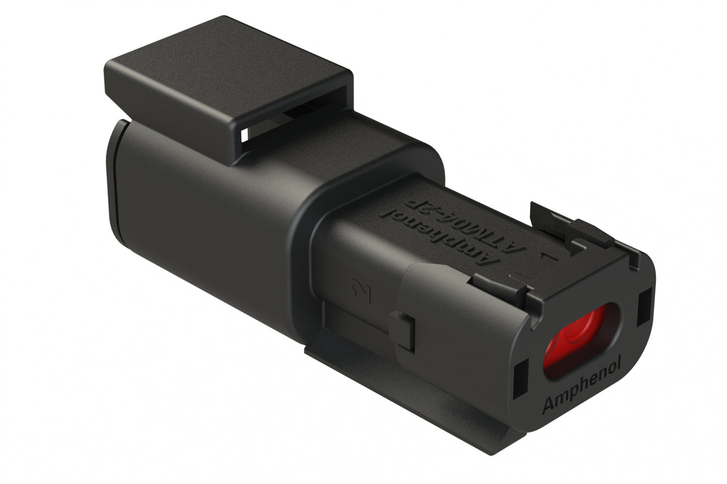 ATM04-2P-SF01BLK 2 Position Receptacle, Pin, Snap-Fit End Cap, Black. DTM04-2P-E005