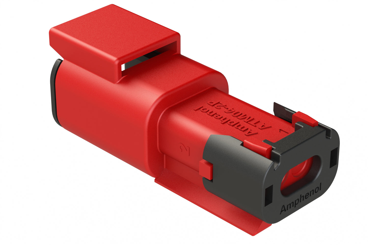 ATM04-2P-SF01RED 2 Position Receptacle, Pin, Snap-Fit End Cap, Red