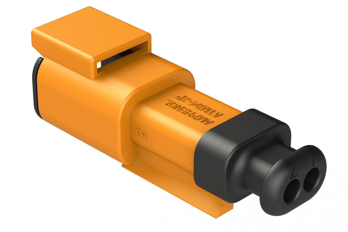 ATM04-2P-SR01OR 2 Position, Receptacle, Pin, Standard Diameter Rear Seal (Red), SR01 Strain Relief, Orange Body (Requires Wedgelock AWM-2P.)