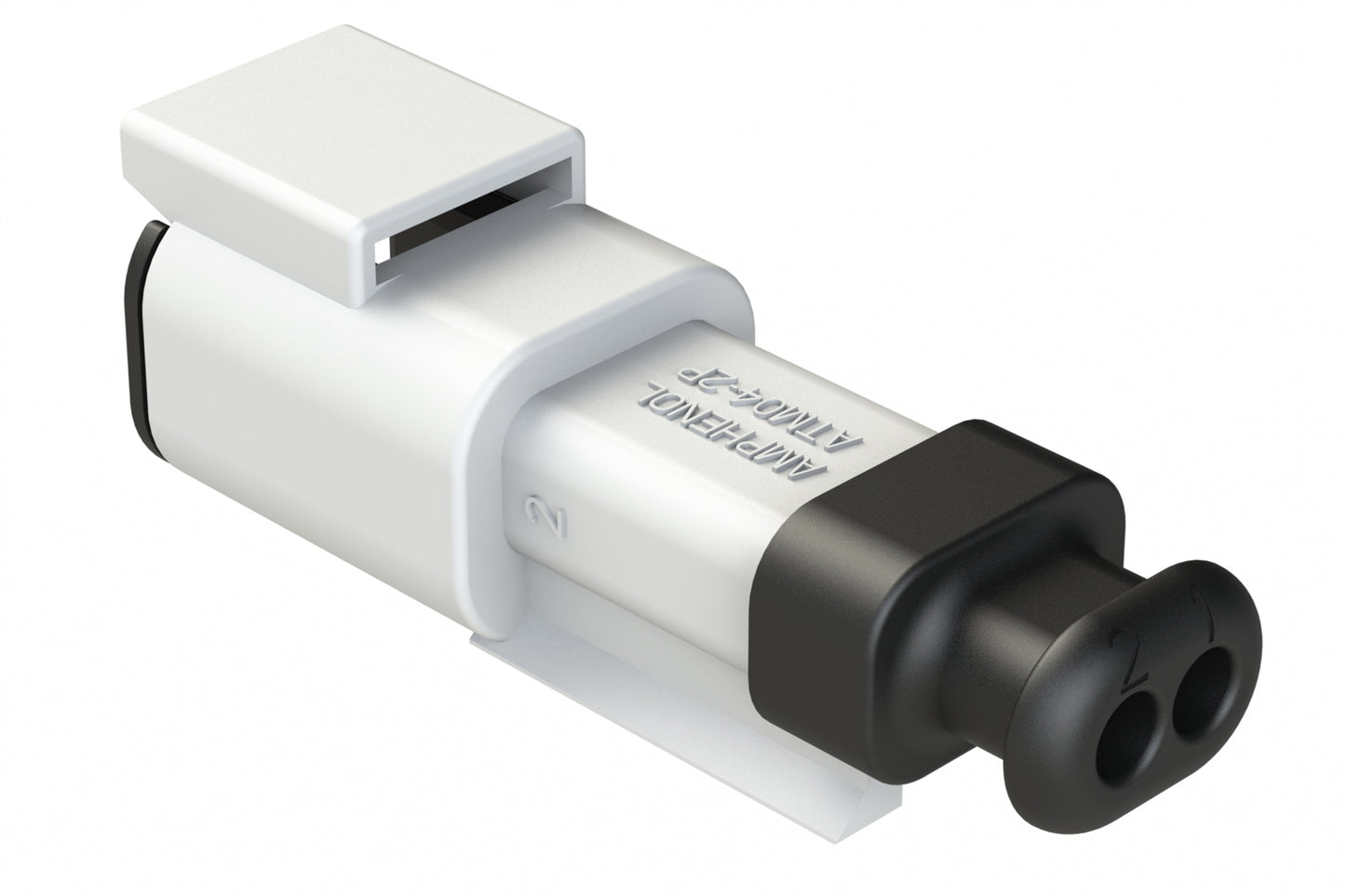 ATM04-2P-SR01WT 2 Position, Receptacle, Pin, Standard Diameter Rear Seal (Red), SR01 Strain Relief, White Body (Requires Wedgelock AWM-2P.)