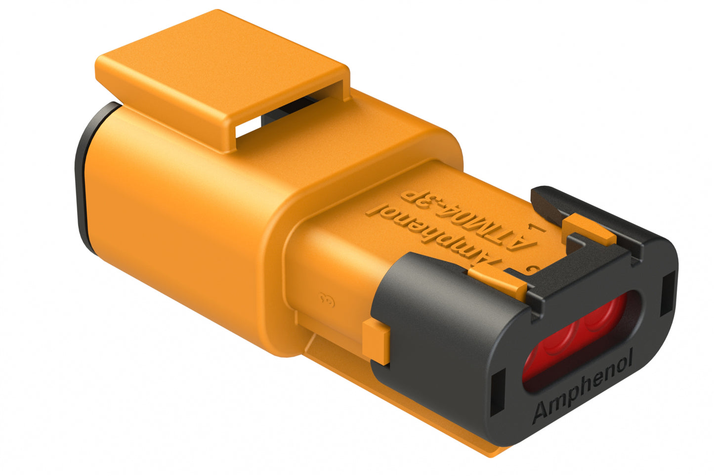 ATM04-3P-SF01ORG 3 Position Receptacle, Pin, Snap-Fit End Cap, Orange