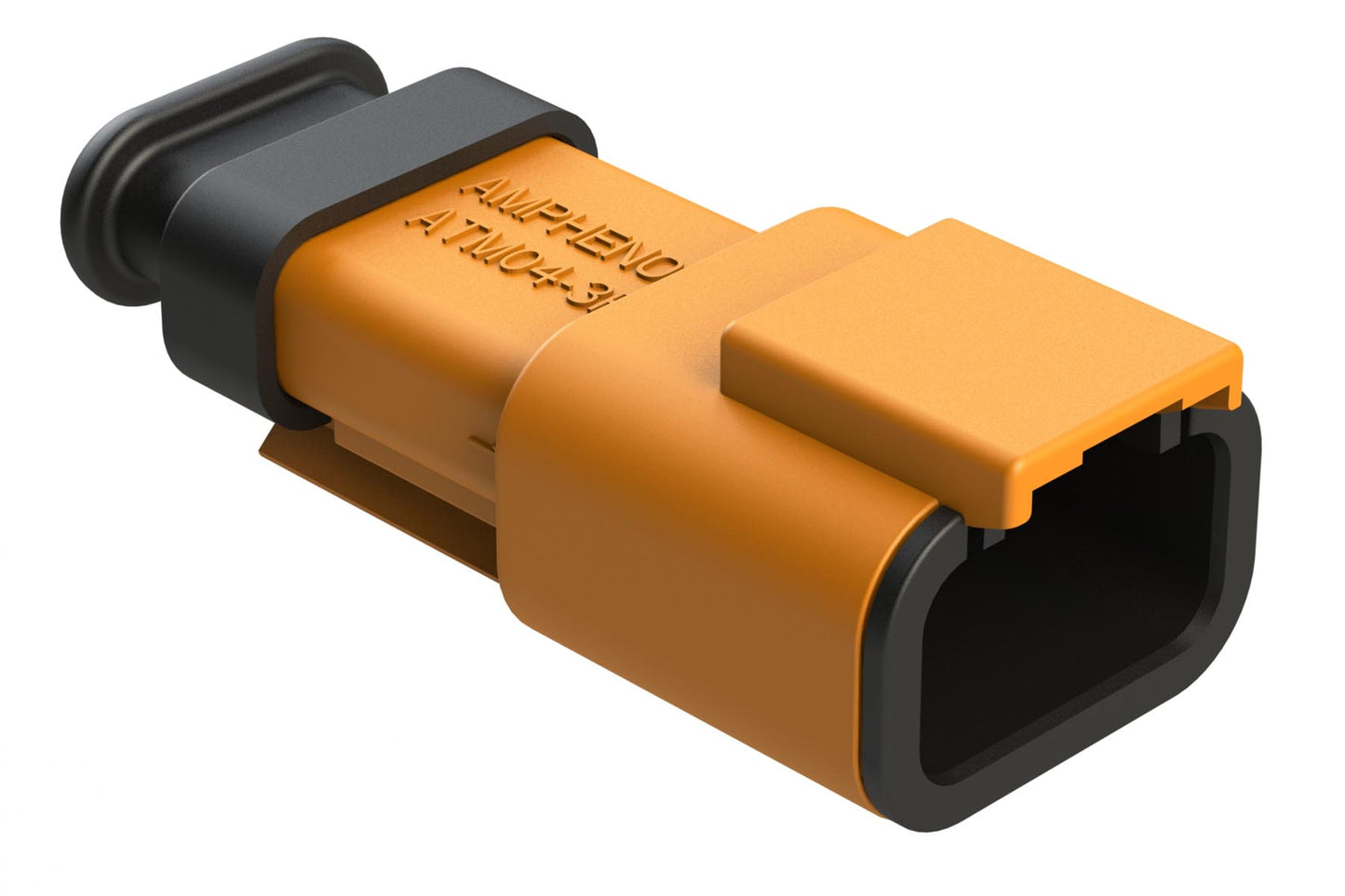 ATM04-3P-SR01OR 3 Position, Receptacle, Pin, Standard Diameter Rear Seal (Red), SR01 Strain Relief, Green Body (Requires Wedgelock AWM-3P.)
