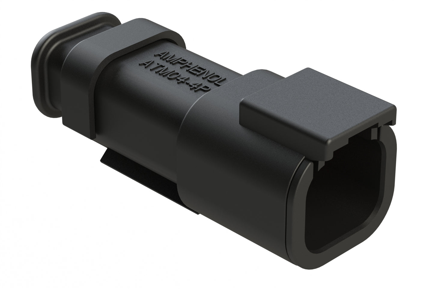 ATM04-4P-SR01BK 4 Position, Receptacle, Pin, Standard Diameter Rear Seal (Red), SR01 Strain Relief, Black Body (Requires Wedgelock AWM-4P.)