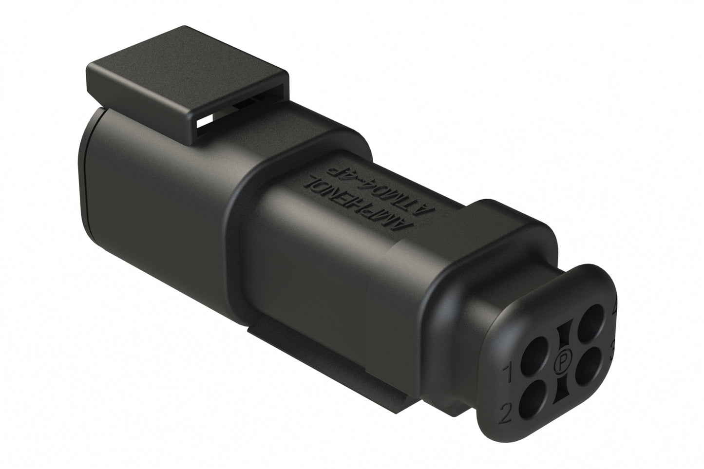ATM04-4P-SR01BK 4 Position, Receptacle, Pin, Standard Diameter Rear Seal (Red), SR01 Strain Relief, Black Body (Requires Wedgelock AWM-4P.)