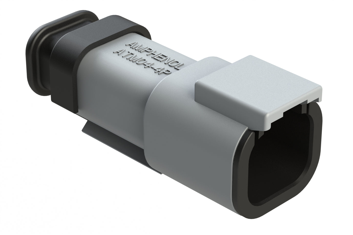 ATM04-4P-SR01GY 4 Position, Receptacle, Pin, Standard Diameter Rear Seal (Red), SR01 Strain Relief, Grey Body (Requires Wedgelock AWM-4P.). DTM04-4P-E007