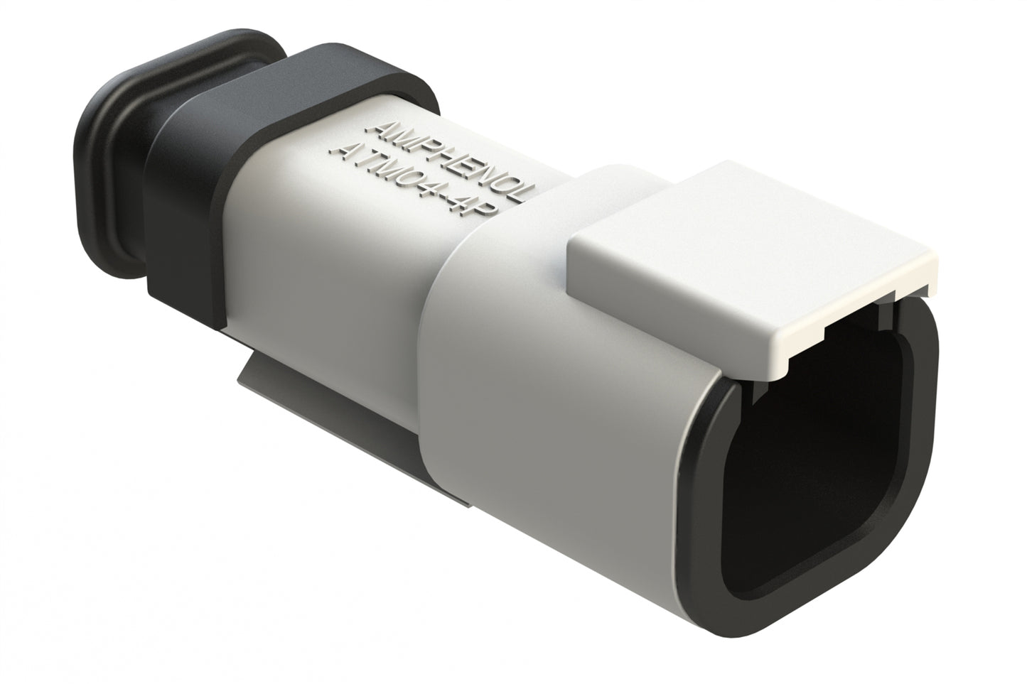 ATM04-4P-SR01WT 4 Position, Receptacle, Pin, Standard Diameter Rear Seal (Red), SR01 Strain Relief, White Body (Requires Wedgelock AWM-4P.)