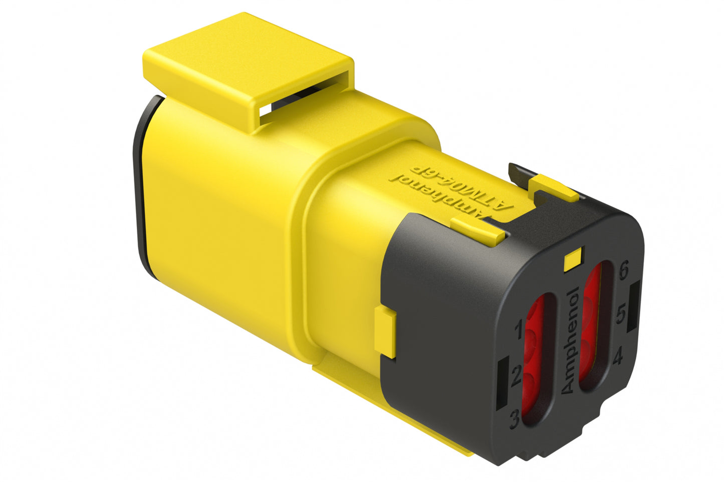 ATM04-6P-SF01YEL 4 Position Receptacle, Pin, Snap-Fit End Cap, Yellow