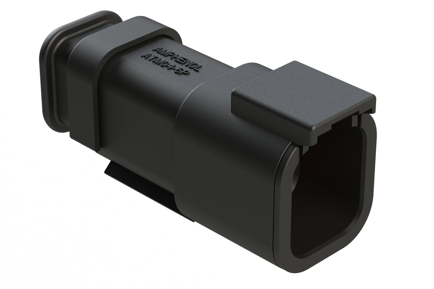 ATM04-6P-SR01BK 6 Position, Receptacle, Pin, Standard Diameter Rear Seal (Red), SR01 Strain Relief, Black Body (Requires Wedgelock AWM-6P.). DTM04-6P-E005