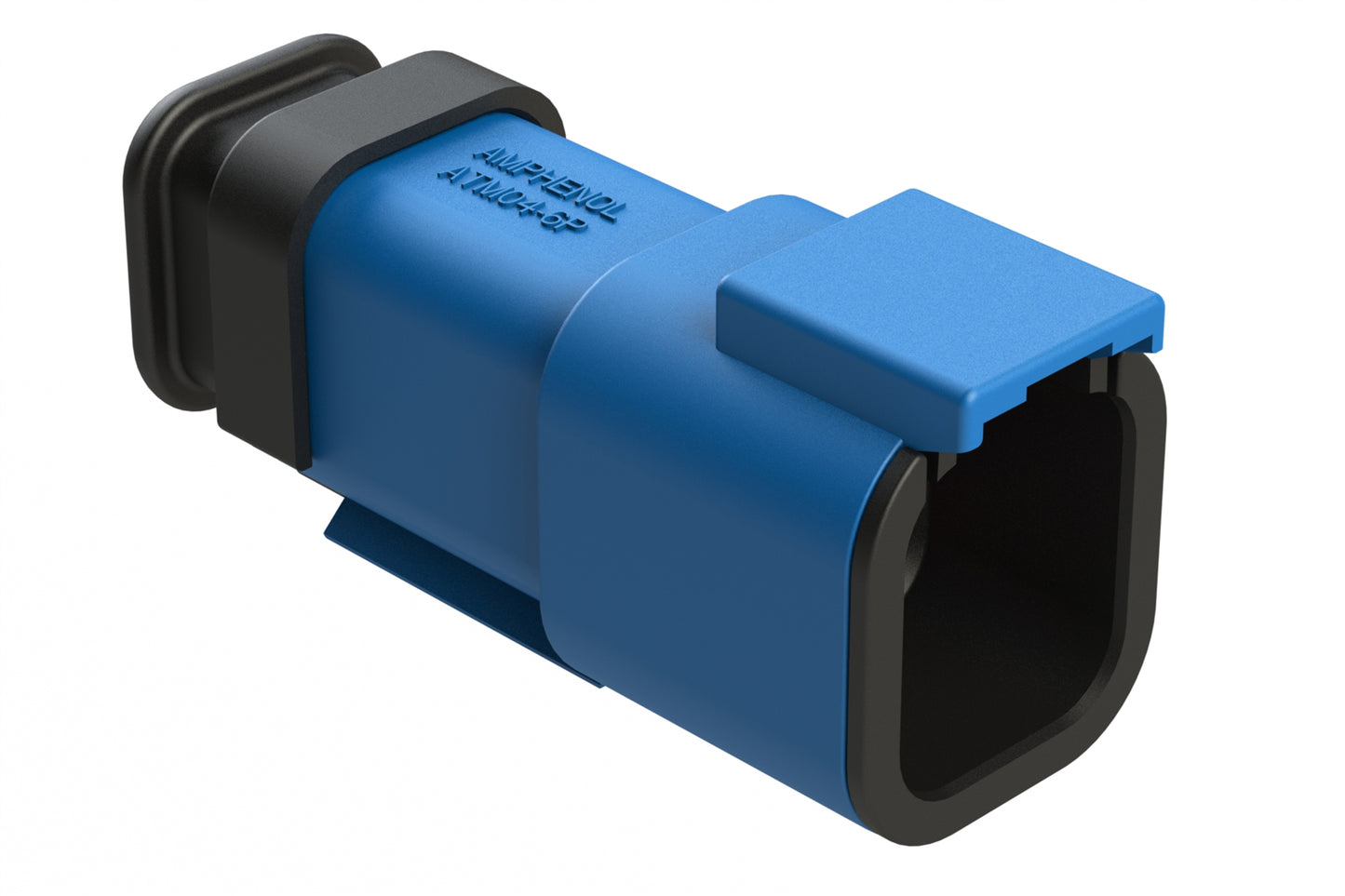 ATM04-6P-SR01BL 6 Position, Receptacle, Pin, Standard Diameter Rear Seal (Red), SR01 Strain Relief, Blue Body (Requires Wedgelock AWM-6P.)