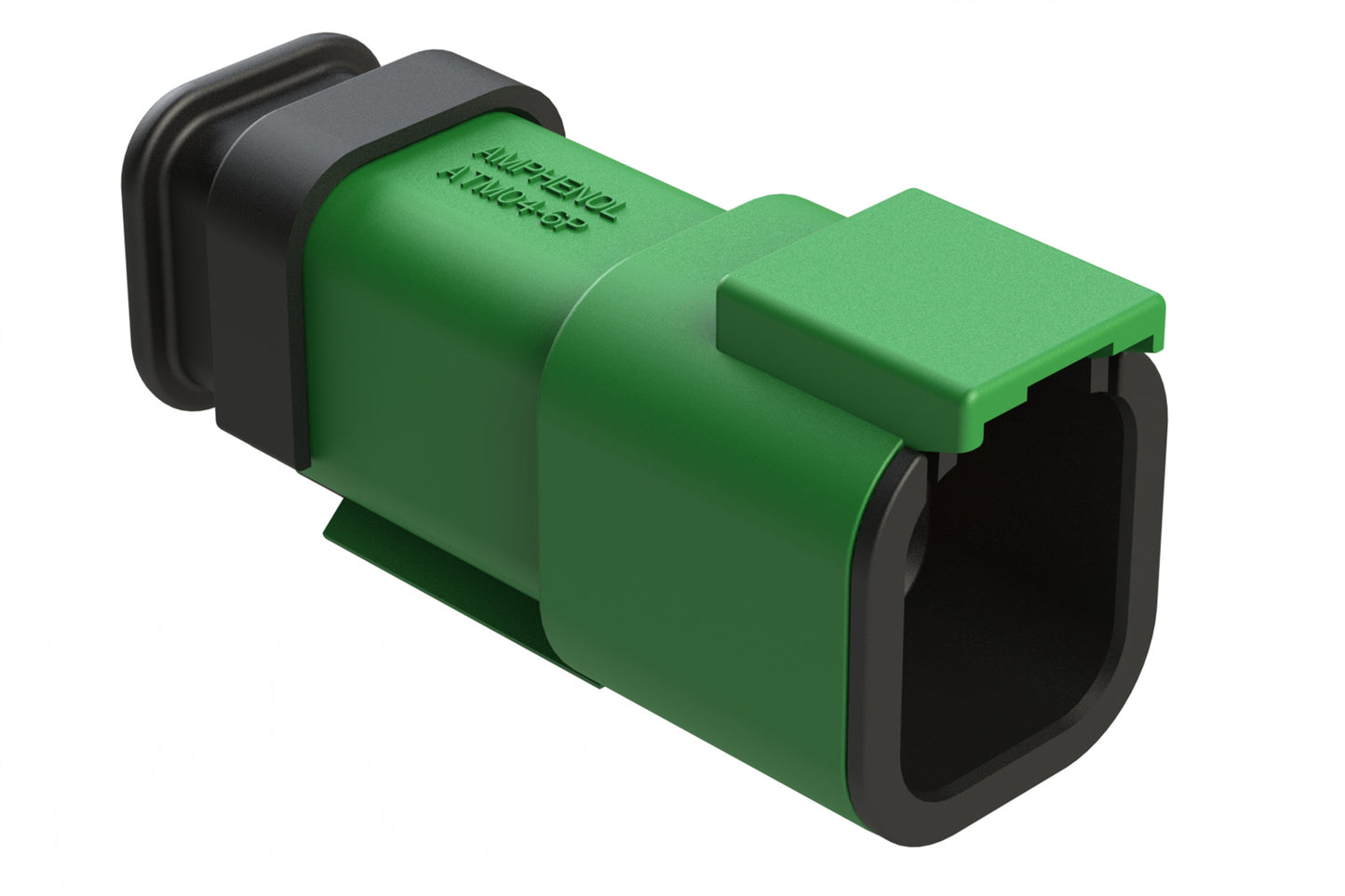 ATM04-6P-SR01GN 6 Position, Receptacle, Pin, Standard Diameter Rear Seal (Red), SR01 Strain Relief, Green Body (Requires Wedgelock AWM-6P.)