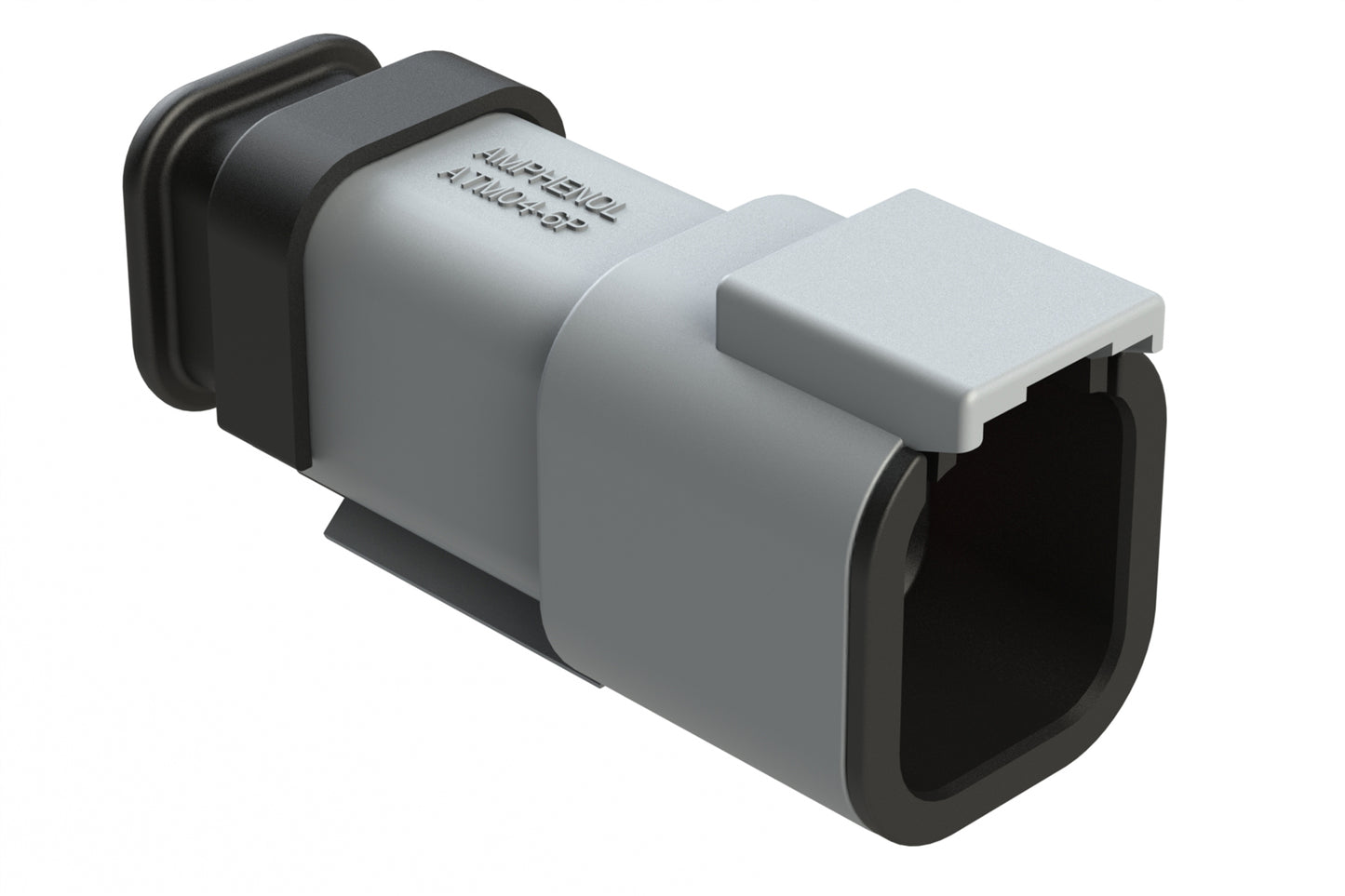 ATM04-6P-SR01GY 6 Position, Receptacle, Pin, Standard Diameter Rear Seal (Red), SR01 Strain Relief, Grey Body (Requires Wedgelock AWM-6P.). DTM04-6P-E007