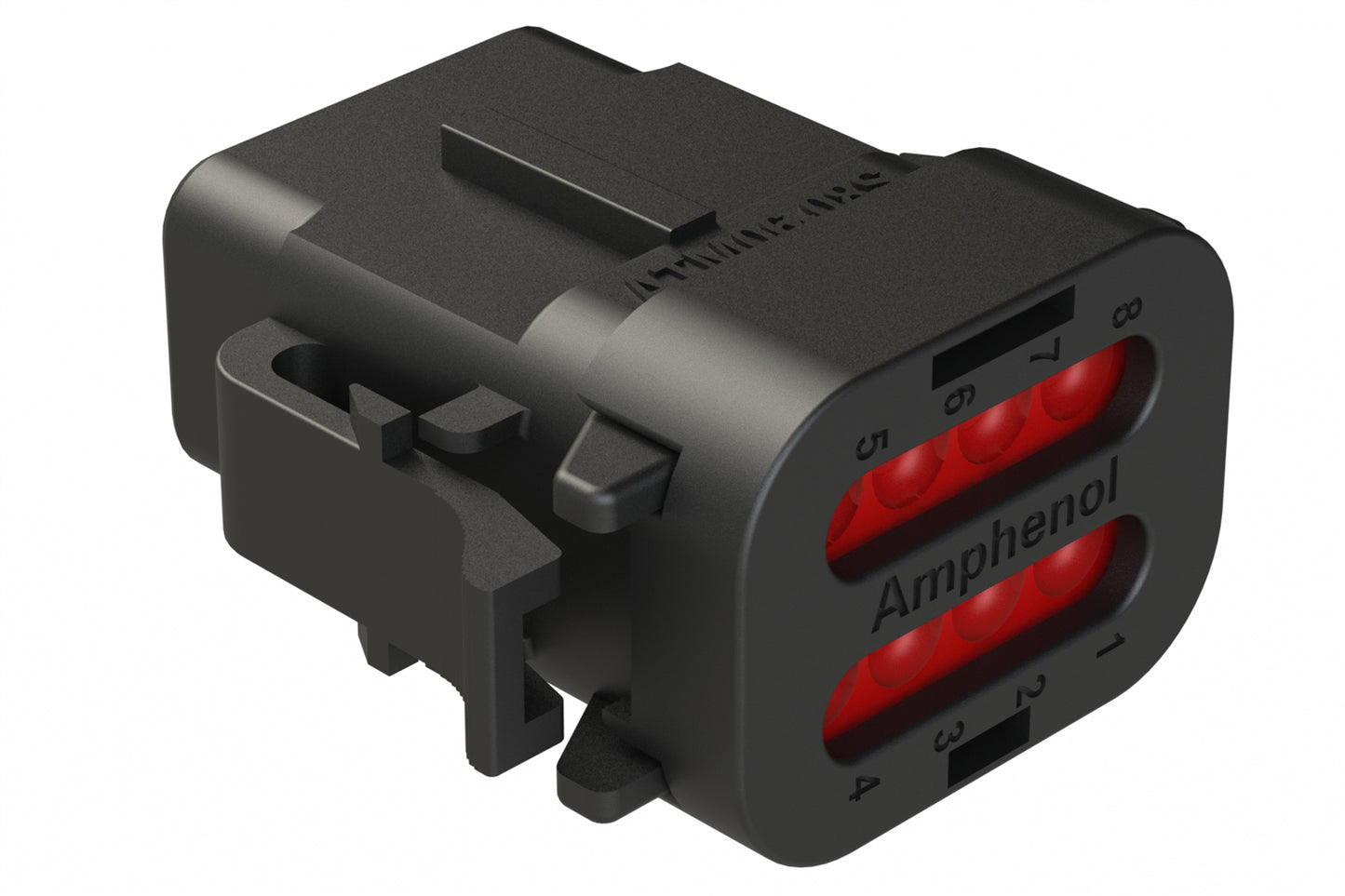 ATM06-08SB-SF1BK 8 Position Plug, Socket, Keyed B, Snap-Fit End Cap,Black