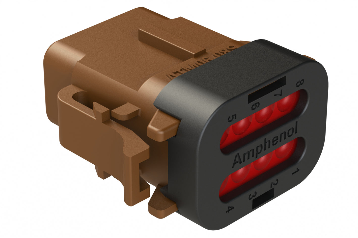 ATM06-08SD-SF1BN 8 Position Plug, Socket, Keyed D, Snap-Fit End Cap, Brown