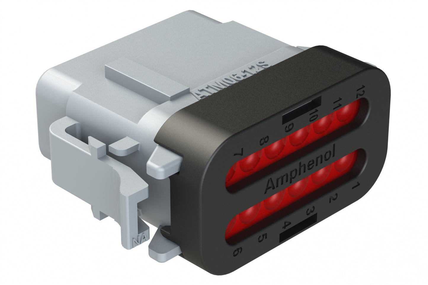 ATM06-12SA-SF1GY 12 Position Plug, Socket, Keyed A, Snap-Fit End Cap, Grey. DTM06-12SA-E003