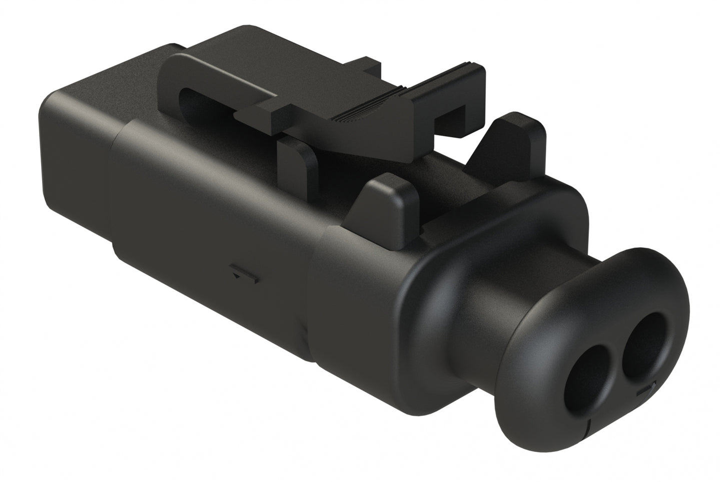 ATM06-2S-SR01BK 2 Position, Plug, Socket, Standard Diameter Rear Seal (Red), SR01 Strain Relief, Black Body (Requires Wedgelock AWM-2S.). DTM06-2S-EE03