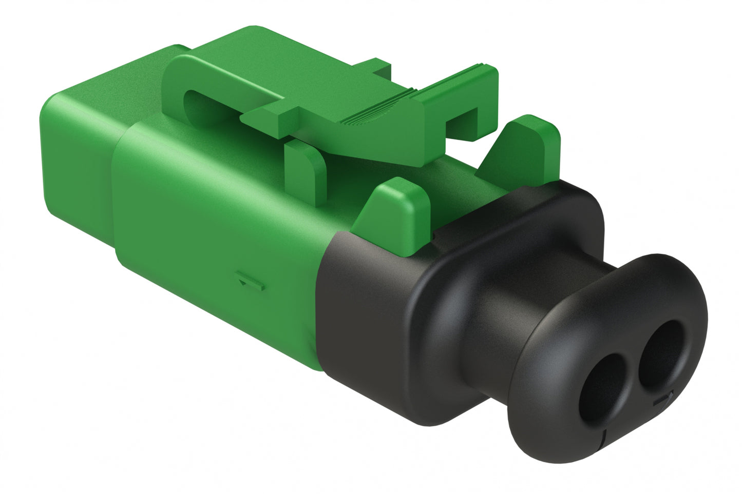 ATM06-2S-SR01GN 2 Position, Plug, Socket, Standard Diameter Rear Seal (Red), SR01 Strain Relief, Green Body (Requires Wedgelock AWM-2S.)