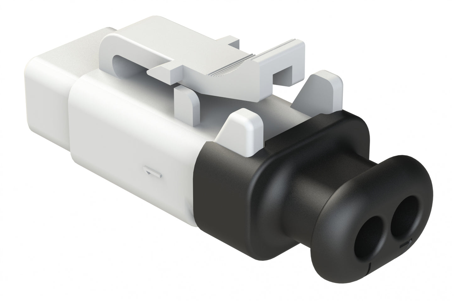 ATM06-2S-SR01WT 2 Position, Plug, Socket, Standard Diameter Rear Seal (Red), SR01 Strain Relief, White Body (Requires Wedgelock AWM-2S.)