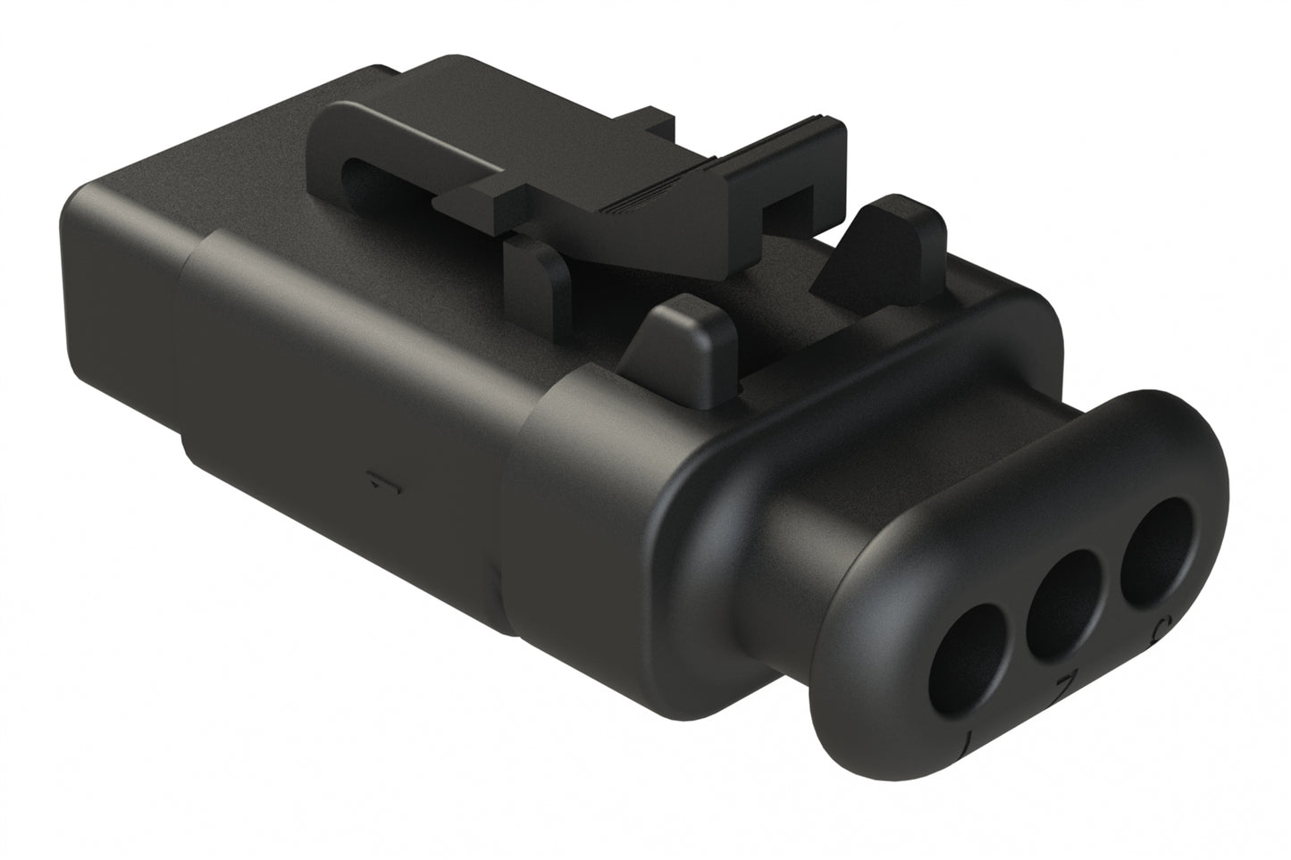 ATM06-3S-SR01BK 3 Position, Plug, Socket, Standard Diameter Rear Seal (Red), SR01 Strain Relief, Black Body (Requires Wedgelock AWM-3S.)