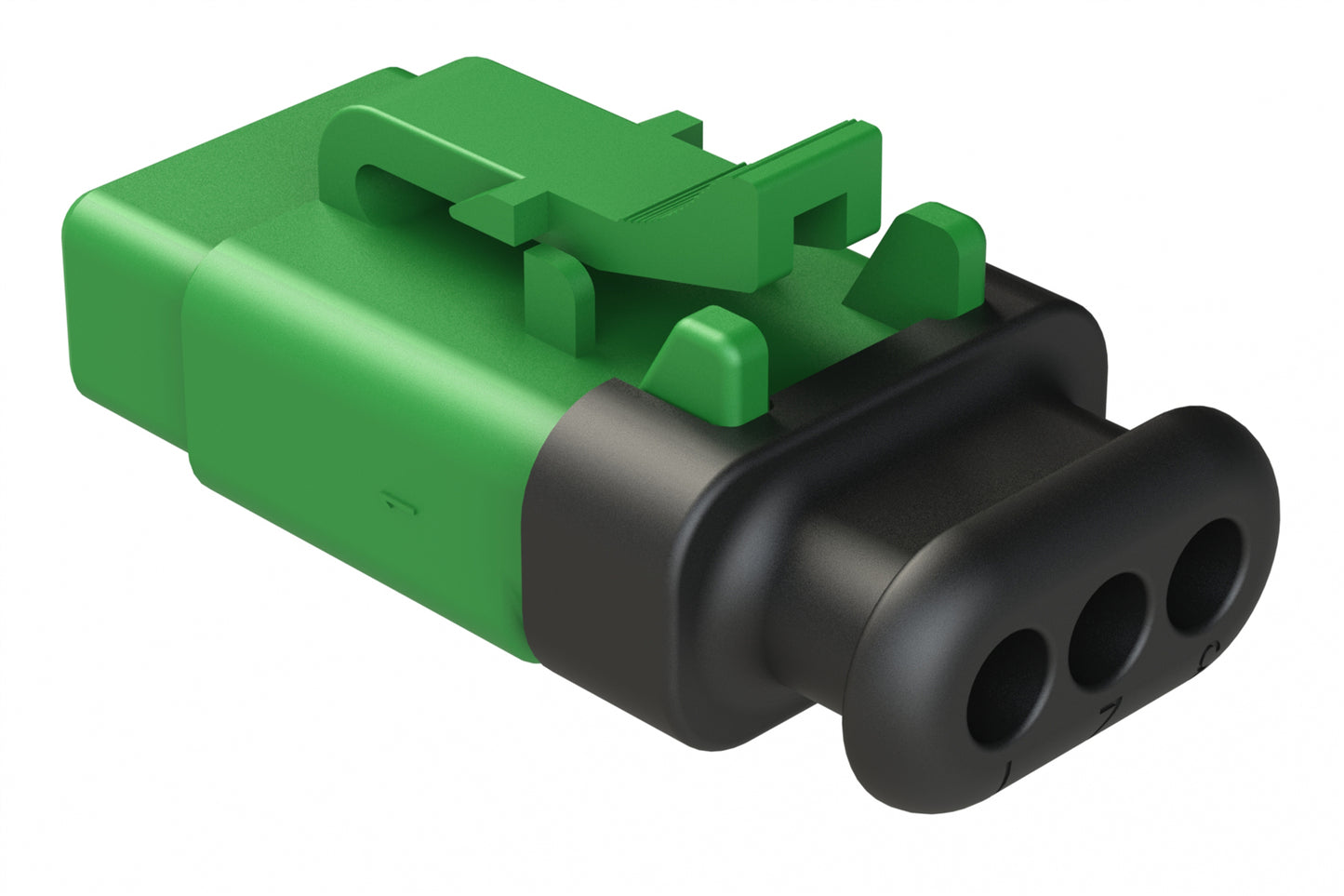 ATM06-3S-SR01GN 3 Position, Plug, Socket, Standard Diameter Rear Seal (Red), SR01 Strain Relief, Green Body (Requires Wedgelock AWM-3S.)