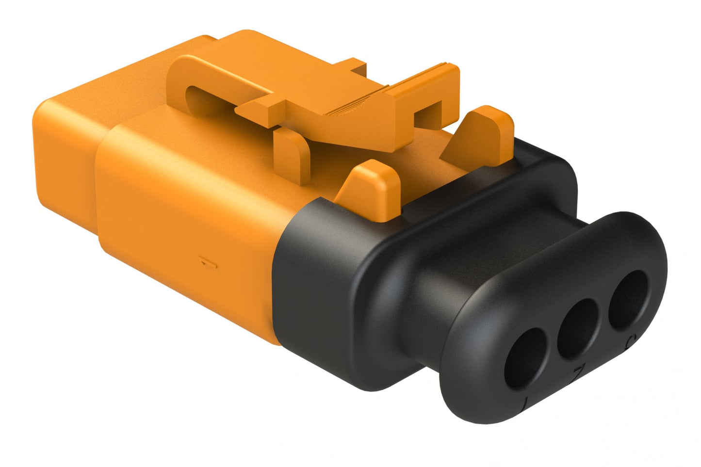 ATM06-3S-SR01OR 3 Position, Plug, Socket, Standard Diameter Rear Seal (Red), SR01 Strain Relief, Orange Body (Requires Wedgelock AWM-3S.)