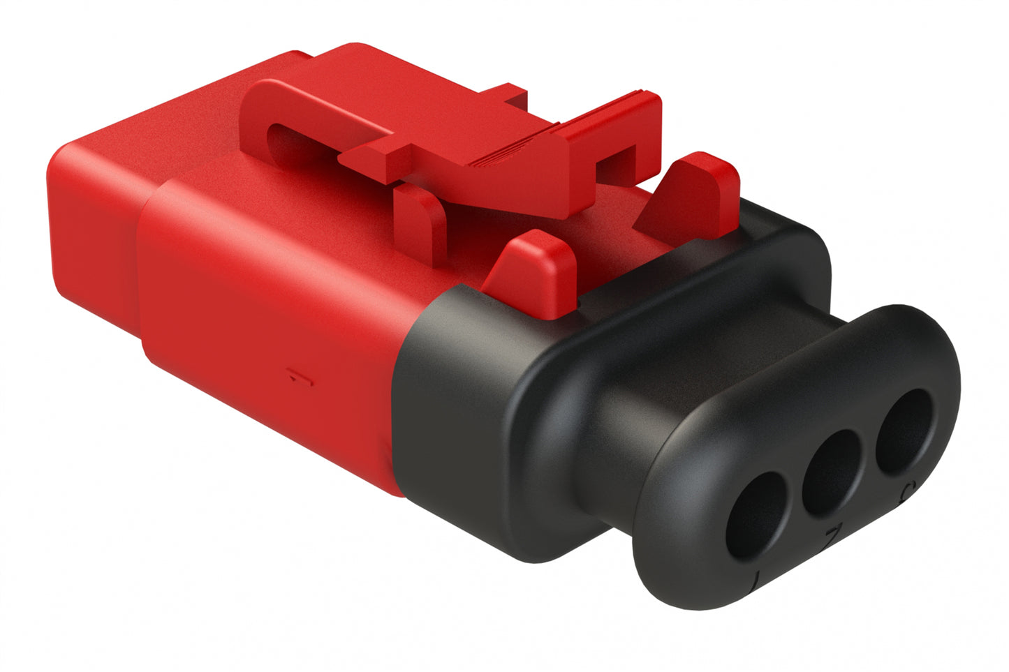 ATM06-3S-SR01RD 3 Position, Plug, Socket, Standard Diameter Rear Seal (Red), SR01 Strain Relief, Red Body (Requires Wedgelock AWM-3S.)