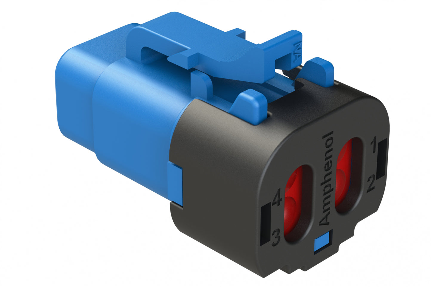 ATM06-4S-SF01BLU 4 Position Plug, Socket, Snap-Fit End Cap, Blue