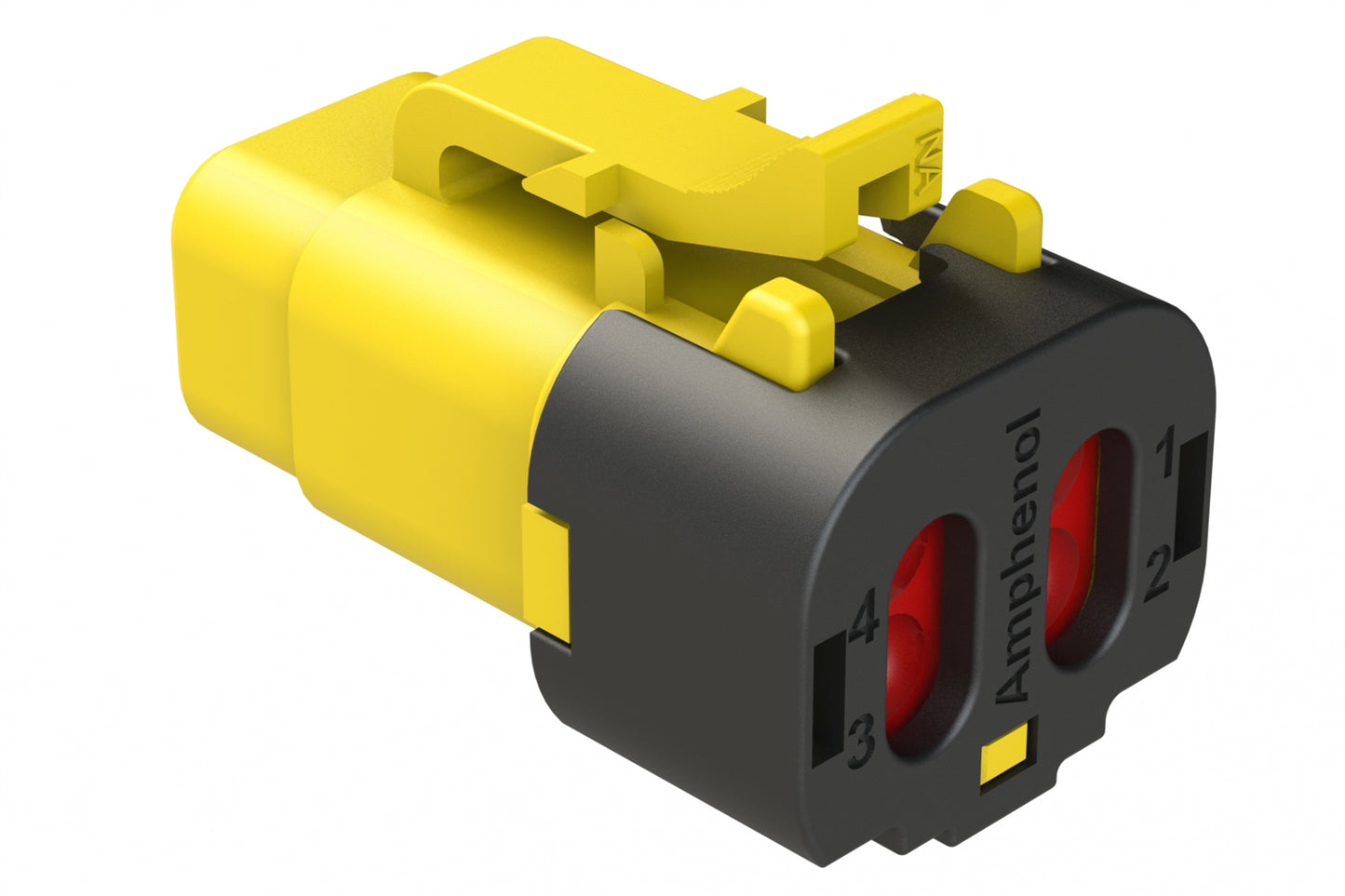 ATM06-4S-SF01YEL 4 Position Plug, Socket, Snap-Fit End Cap, Yellow