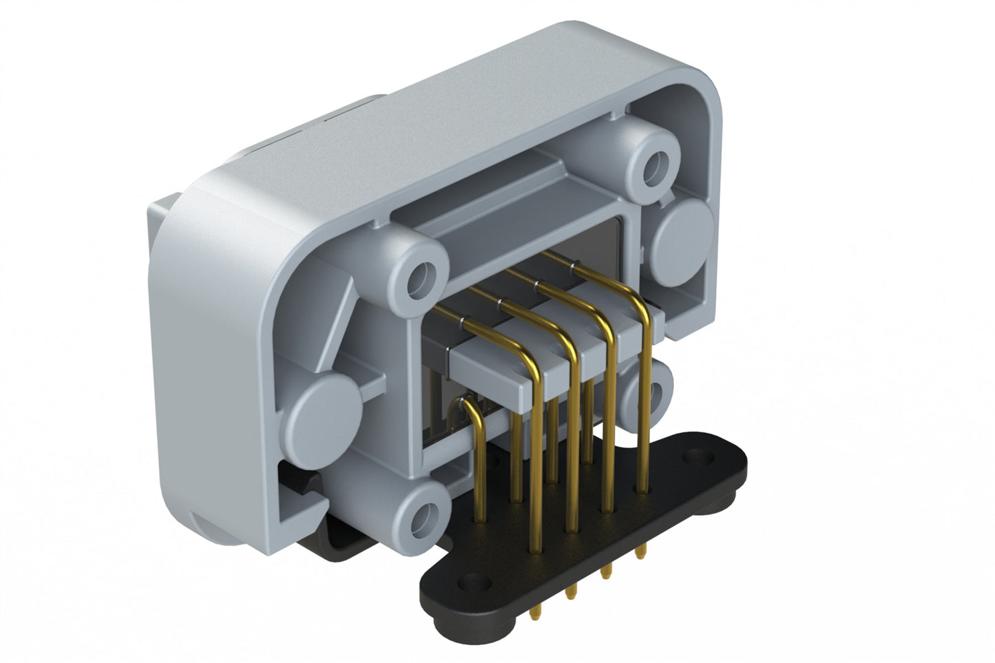 ATM13-08PA-BM02 8 Position Right Angle Flange Mount PCB Receptacle, Potted, Grey, Gold Plated Contacts Included. Keyed A