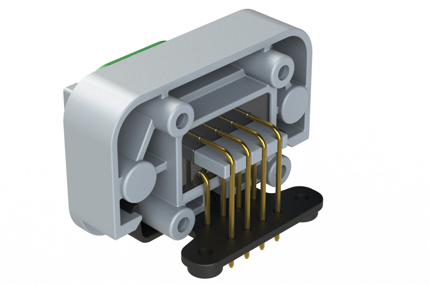 ATM13-08PC-BM02 8 Position Right Angle Flange Mount PCB Receptacle, Potted, Grey, Gold Plated Contacts Included. Keyed C