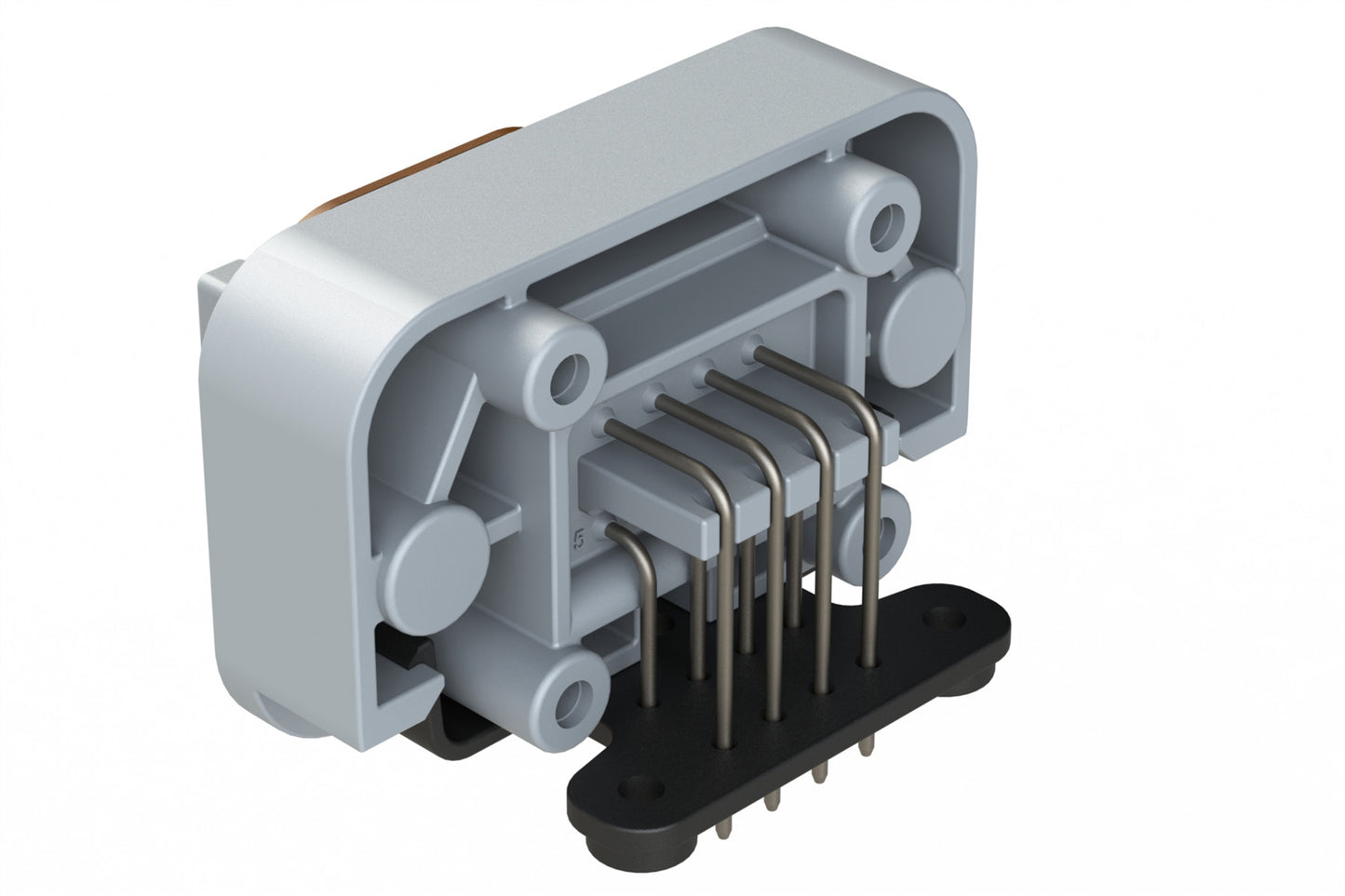 ATM13-08PD-BM03 8 Position Right Angle Flange Mount PCB Receptacle, Grey, Tin Plated Contacts Included. Keyed D